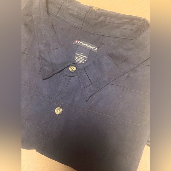 knightsbridge Other - Knightsbridge Men’s Big & Tall Navy Blue Sueded Casual Button Up Shirt Size 4X